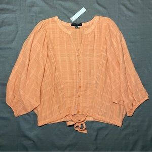 NWT, SANCTUARY Cropped Button Front Peasant Top Women’s Size Medium